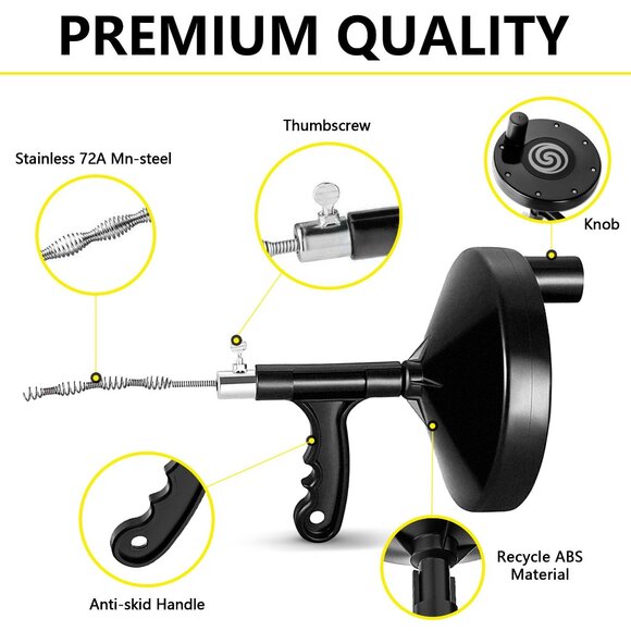 Drain Auger 25 Ft with Gloves, Plumbing Snake Drain Auger - Picture 3 of 6